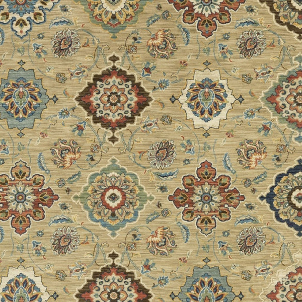 Homeroots 5' Elegant Tan Ivory Floral Area Rug With Fringe – Stain Resistant, Soft Texture For Any Decor 5' X 8' Polypropylene 574593