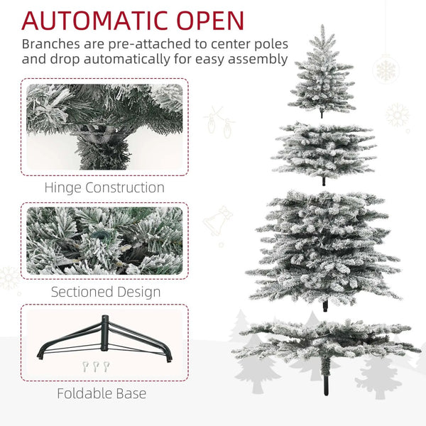 English Elm 7.5ft Snow Flocked Pine Artificial Tree with 500 Dual Mode Led Lights and Remote T3971P401131