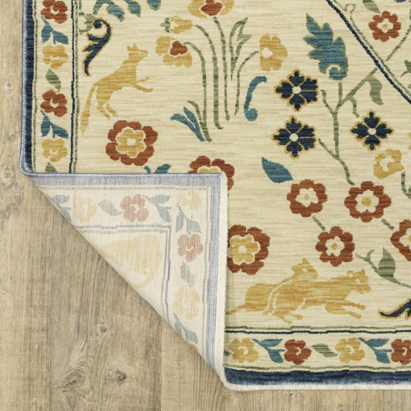 Homeroots 5' Ivory Oriental Area Rug With Fringe - Stylish, Stain-resistant Design For Cozy Home Decor 8' X 11' Polypropylene 574600