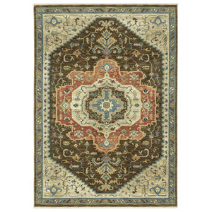 Homeroots 5' Brown Oriental Area Rug With Fringe - Stain Resistant, Warm Design Perfect For Homes With Kids & Pets 10' X 13' Polypropylene 574614