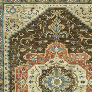 Homeroots 5' Brown Oriental Area Rug With Fringe - Stain Resistant, Warm Design Perfect For Homes With Kids & Pets 8' X 11' Polypropylene 574616