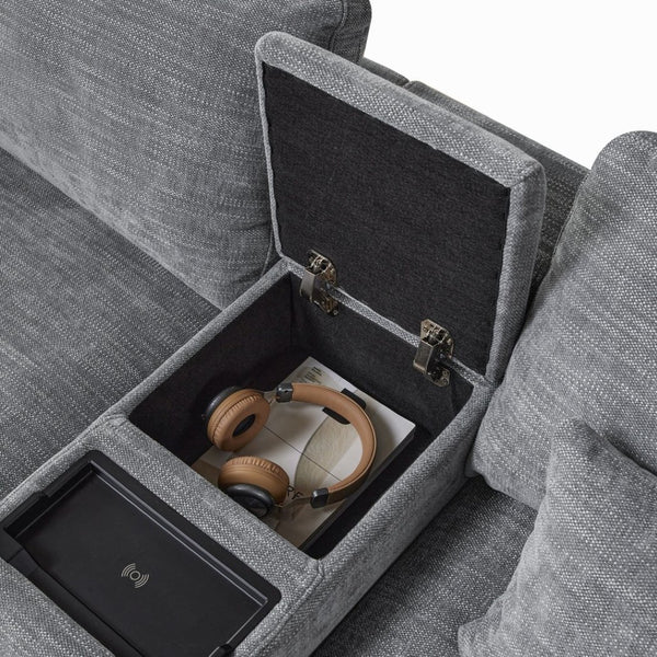 English Elm 124'' Modular Sectional Sofa: Reversible Chenille Couch With Storage, Ottoman & Usb Charger N723S9775E-GIGA