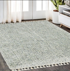 Homeroots 5' Light Blue Abstract Shag Area Rug With Fringe - Soft, Stain-resistant, Perfect For Homes With Kids! 5' X 8' Polypropylene 574625