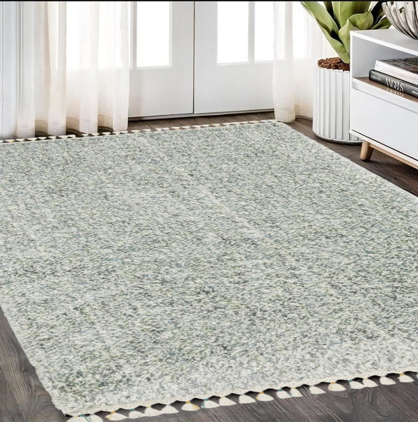 Homeroots 5' Light Blue Abstract Shag Area Rug With Fringe - Soft, Stain-resistant, Perfect For Homes With Kids! 5' X 8' Polypropylene 574625