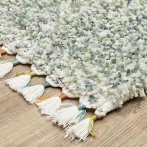 Homeroots 5' Light Blue Abstract Shag Area Rug With Fringe - Soft, Stain-resistant, Perfect For Homes With Kids! 5' X 8' Polypropylene 574625