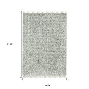 Homeroots 5' Light Blue Abstract Shag Area Rug With Fringe - Soft, Stain-resistant, Perfect For Homes With Kids! 5' X 8' Polypropylene 574625