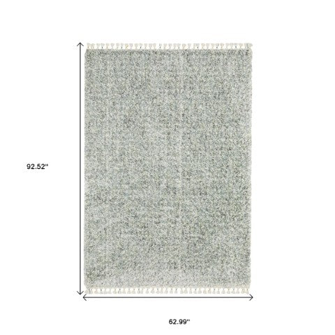 Homeroots 5' Light Blue Abstract Shag Area Rug With Fringe - Soft, Stain-resistant, Perfect For Homes With Kids! 5' X 8' Polypropylene 574625