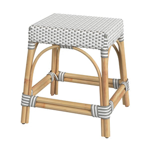 Butler Specialty Robias Rectangular Rattan Counter Stool - Elegant Backless Design For Kitchen Or Patio Dining Spaces Gray And White Dot Rattan,Polyurethane Synthetic (Pe) Rattan 5746266-butler