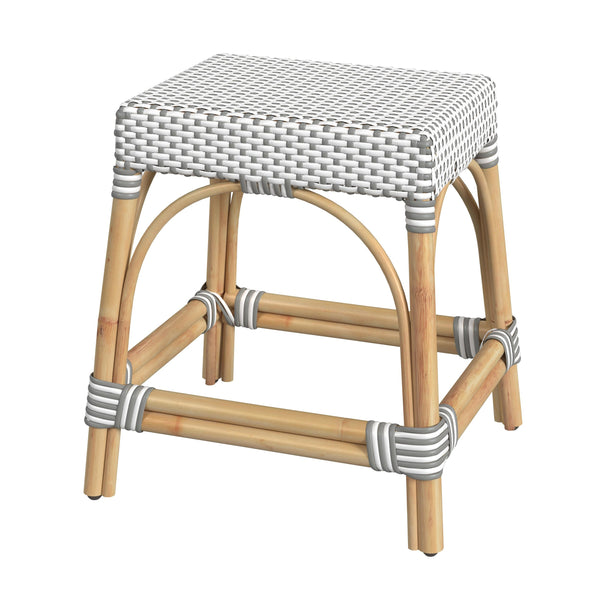 Butler Specialty Robias Rectangular Rattan Counter Stool - Elegant Backless Design For Kitchen Or Patio Dining Spaces Gray And White Dot Rattan,Polyurethane Synthetic (Pe) Rattan 5746266-butler