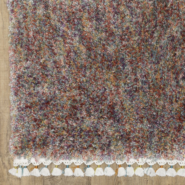 Homeroots 5' Light Blue Abstract Shag Area Rug With Fringe - Soft, Stain-resistant, Perfect For Homes With Kids! 10' X 13' Polypropylene 574626