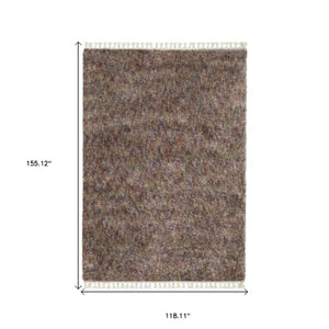 Homeroots 5' Light Blue Abstract Shag Area Rug With Fringe - Soft, Stain-resistant, Perfect For Homes With Kids! 10' X 13' Polypropylene 574626