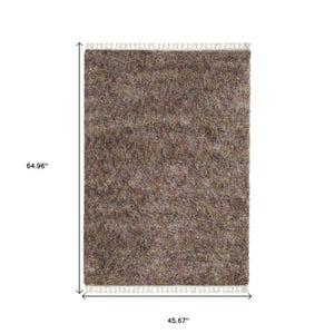 Homeroots 5' Light Blue Abstract Shag Area Rug With Fringe - Soft, Stain-resistant, Perfect For Homes With Kids! 4' X 5' Polypropylene 574627