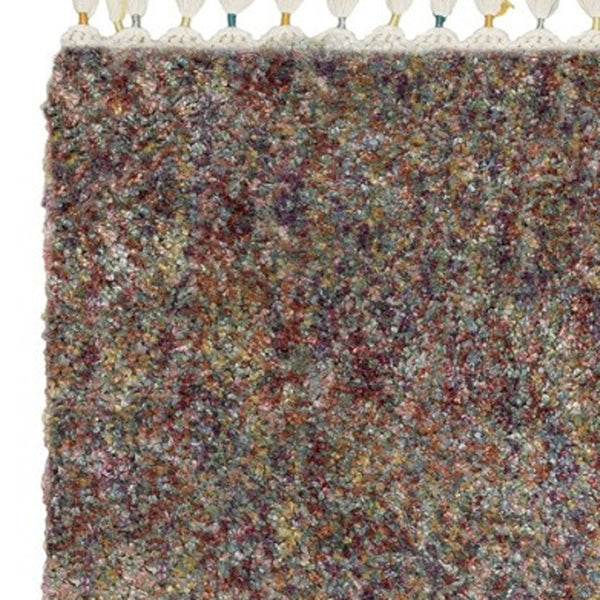 Homeroots 5' Light Blue Abstract Shag Area Rug With Fringe - Soft, Stain-resistant, Perfect For Homes With Kids! 5' X 8' Polypropylene 574628