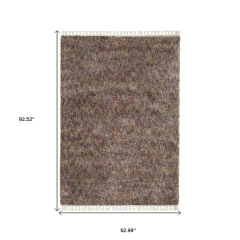 Homeroots 5' Light Blue Abstract Shag Area Rug With Fringe - Soft, Stain-resistant, Perfect For Homes With Kids! 5' X 8' Polypropylene 574628