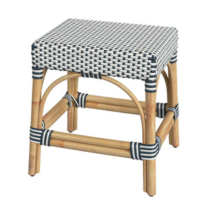 Butler Specialty Robias Rectangular Rattan Counter Stool - Elegant Backless Design For Kitchen Or Patio Dining Spaces White And Navy Stripe Rattan,Polyurethane Synthetic (Pe) Rattan 5746291-butler