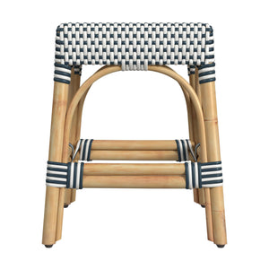 Butler Specialty Robias Rectangular Rattan Counter Stool - Elegant Backless Design For Kitchen Or Patio Dining Spaces White And Navy Stripe Rattan,Polyurethane Synthetic (Pe) Rattan 5746291-butler
