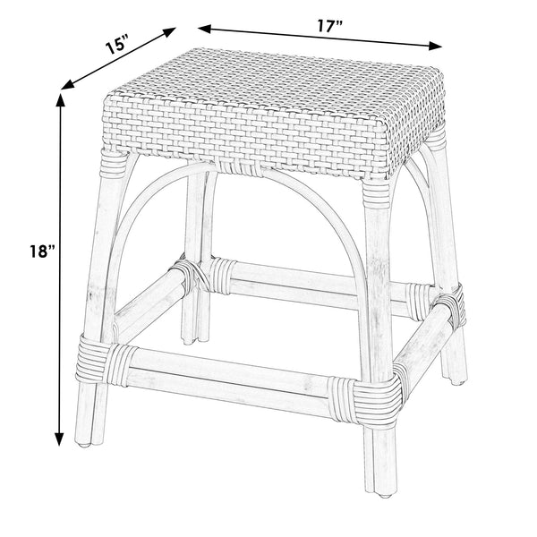 Butler Specialty Robias Rectangular Rattan Counter Stool - Elegant Backless Design For Kitchen Or Patio Dining Spaces White And Navy Stripe Rattan,Polyurethane Synthetic (Pe) Rattan 5746291-butler