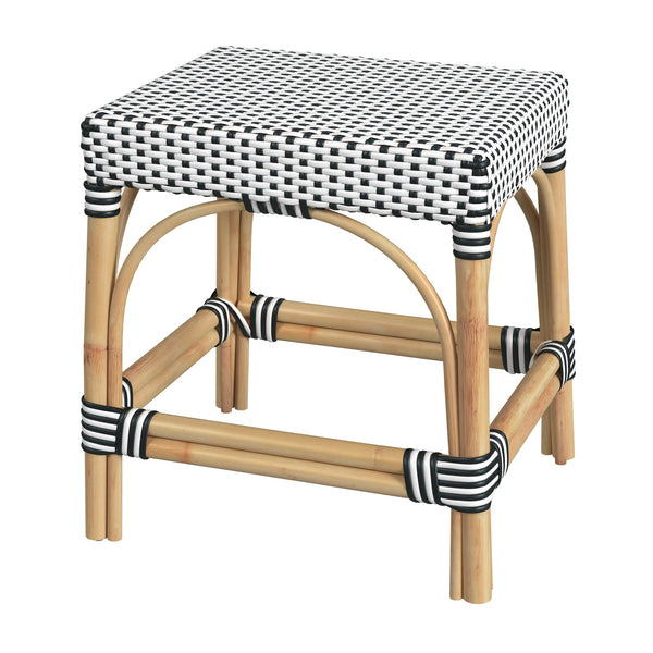 Butler Specialty Robias Rectangular Rattan Counter Stool - Elegant Backless Design For Kitchen Or Patio Dining Spaces White And Black Dot Rattan,Polyurethane Synthetic (Pe) Rattan 5746295-butler
