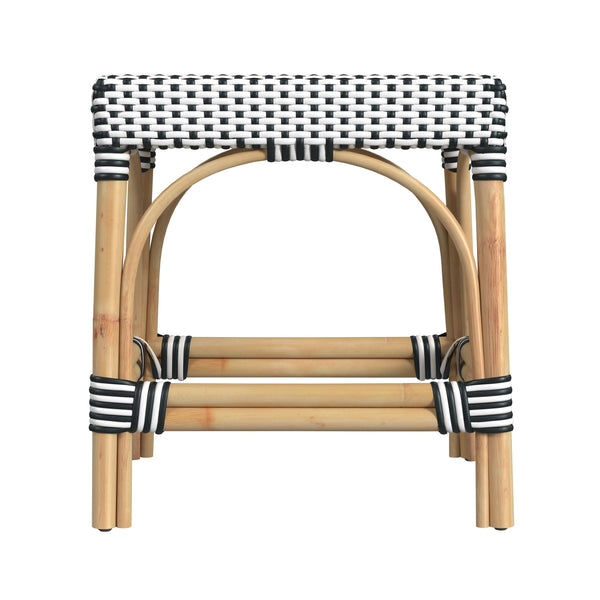 Butler Specialty Robias Rectangular Rattan Counter Stool - Elegant Backless Design For Kitchen Or Patio Dining Spaces White And Black Dot Rattan,Polyurethane Synthetic (Pe) Rattan 5746295-butler