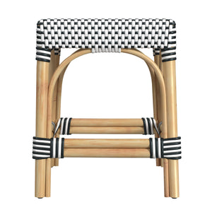 Butler Specialty Robias Rectangular Rattan Counter Stool - Elegant Backless Design For Kitchen Or Patio Dining Spaces White And Black Dot Rattan,Polyurethane Synthetic (Pe) Rattan 5746295-butler