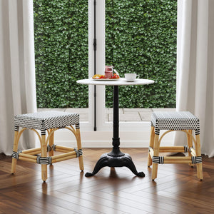 Butler Specialty Robias Rectangular Rattan Counter Stool - Elegant Backless Design For Kitchen Or Patio Dining Spaces White And Black Dot Rattan,Polyurethane Synthetic (Pe) Rattan 5746295-butler