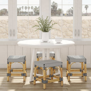 Butler Specialty Robias Rectangular Rattan Counter Stool - Elegant Backless Design For Kitchen Or Patio Dining Spaces White And Black Dot Rattan,Polyurethane Synthetic (Pe) Rattan 5746295-butler