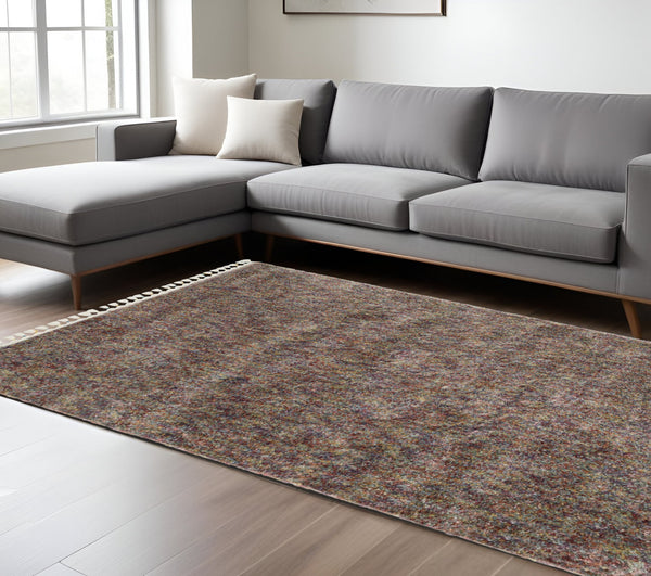 Homeroots 5' Light Blue Abstract Shag Area Rug With Fringe - Soft, Stain-resistant, Perfect For Homes With Kids! 7' X 10' Polypropylene 574629