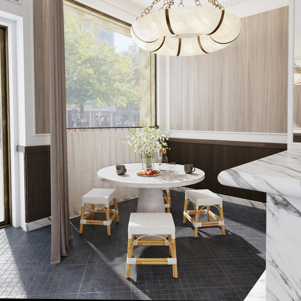 Butler Specialty Robias Rectangular Rattan Counter Stool - Elegant Backless Design For Kitchen Or Patio Dining Spaces White Rattan,Polyurethane Synthetic (Pe) Rattan 5746304-butler