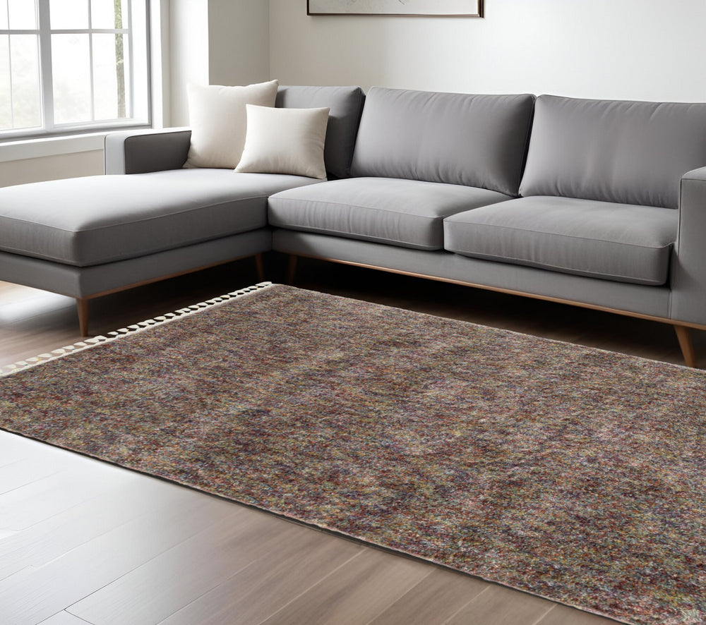 Homeroots 5' Light Blue Abstract Shag Area Rug With Fringe - Soft, Stain-resistant, Perfect For Homes With Kids! 8' X 11' Polypropylene 574630