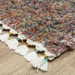 Homeroots 5' Light Blue Abstract Shag Area Rug With Fringe - Soft, Stain-resistant, Perfect For Homes With Kids! 8' X 11' Polypropylene 574630