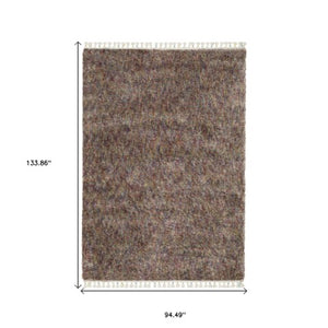 Homeroots 5' Light Blue Abstract Shag Area Rug With Fringe - Soft, Stain-resistant, Perfect For Homes With Kids! 8' X 11' Polypropylene 574630