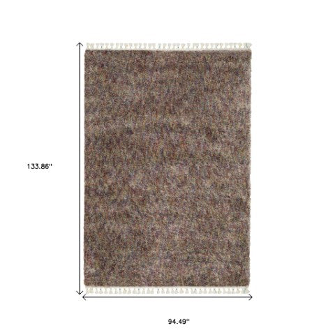 Homeroots 5' Light Blue Abstract Shag Area Rug With Fringe - Soft, Stain-resistant, Perfect For Homes With Kids! 8' X 11' Polypropylene 574630