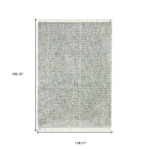 Homeroots 5' Light Blue Abstract Shag Area Rug With Fringe - Soft, Stain-resistant, Perfect For Homes With Kids! 10' X 13' Polypropylene 574631