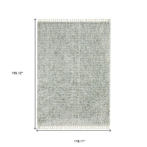 Homeroots 5' Light Blue Abstract Shag Area Rug With Fringe - Soft, Stain-resistant, Perfect For Homes With Kids! 10' X 13' Polypropylene 574631