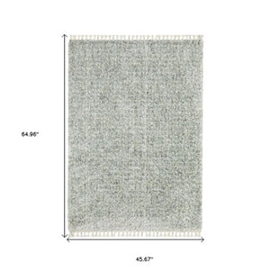 Homeroots 5' Light Blue Abstract Shag Area Rug With Fringe - Soft, Stain-resistant, Perfect For Homes With Kids! 4' X 5' Polypropylene 574632