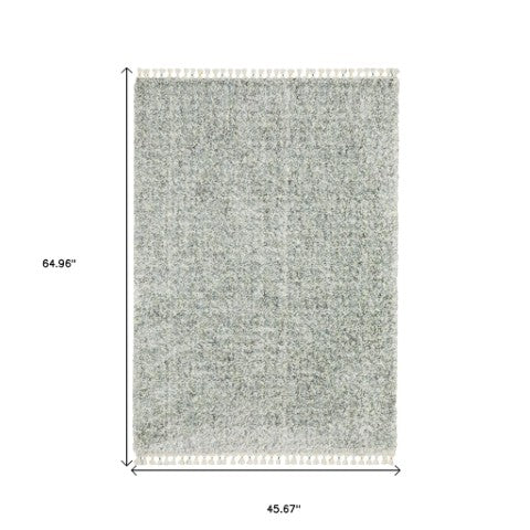 Homeroots 5' Light Blue Abstract Shag Area Rug With Fringe - Soft, Stain-resistant, Perfect For Homes With Kids! 4' X 5' Polypropylene 574632