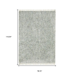 Homeroots 5' Light Blue Abstract Shag Area Rug With Fringe - Soft, Stain-resistant, Perfect For Homes With Kids! 7' X 10' Polypropylene 574633