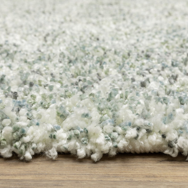 Homeroots 5' Light Blue Abstract Shag Area Rug With Fringe - Soft, Stain-resistant, Perfect For Homes With Kids! 8' X 11' Polypropylene 574634