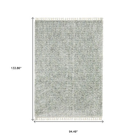 Homeroots 5' Light Blue Abstract Shag Area Rug With Fringe - Soft, Stain-resistant, Perfect For Homes With Kids! 8' X 11' Polypropylene 574634