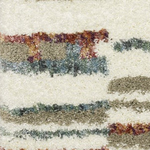 Homeroots 5' Cozy Tan Gray Ivory Abstract Shag Area Rug With Fringe – Stylish, Stain-resistant, Soft Luxury 7' X 10' Polypropylene 574653