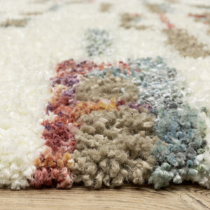 Homeroots 5' Cozy Tan Gray Ivory Abstract Shag Area Rug With Fringe – Stylish, Stain-resistant, Soft Luxury 8' X 11' Polypropylene 574654