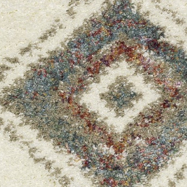 Homeroots 5' Ivory Southwestern Shag Area Rug With Fringe - Cozy, Stylish, And Stain Resistant For Any Decor 5' X 8' Polypropylene 574655