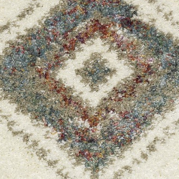 Homeroots 5' Ivory Southwestern Shag Area Rug With Fringe - Cozy, Stylish, And Stain Resistant For Any Decor 10' X 13' Polypropylene 574656