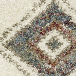 Homeroots 5' Ivory Southwestern Shag Area Rug With Fringe - Cozy, Stylish, And Stain Resistant For Any Decor 7' X 10' Polypropylene 574658