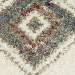 Homeroots 5' Ivory Southwestern Shag Area Rug With Fringe - Cozy, Stylish, And Stain Resistant For Any Decor 8' X 11' Polypropylene 574659