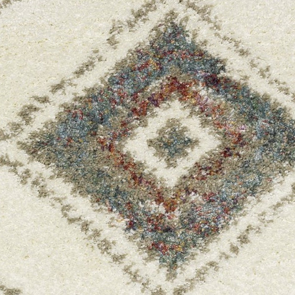 Homeroots 5' Ivory Southwestern Shag Area Rug With Fringe - Cozy, Stylish, And Stain Resistant For Any Decor 8' X 11' Polypropylene 574659