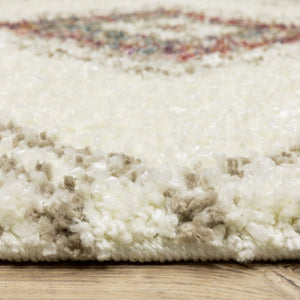 Homeroots 5' Ivory Southwestern Shag Area Rug With Fringe - Cozy, Stylish, And Stain Resistant For Any Decor 8' X 11' Polypropylene 574659