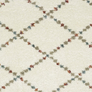HomeRoots 5' Diamond Shag Area Rug in Gray, Ivory & Tan with Fringed Edges - Soft, Stylish & Durable Decor 5' X 8' 574660
