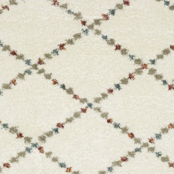 HomeRoots 5' Diamond Shag Area Rug in Gray, Ivory & Tan with Fringed Edges - Soft, Stylish & Durable Decor 5' X 8' 574660