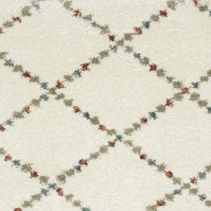 HomeRoots 5' Diamond Shag Area Rug in Gray, Ivory & Tan with Fringed Edges - Soft, Stylish & Durable Decor 10' X 13' 574661